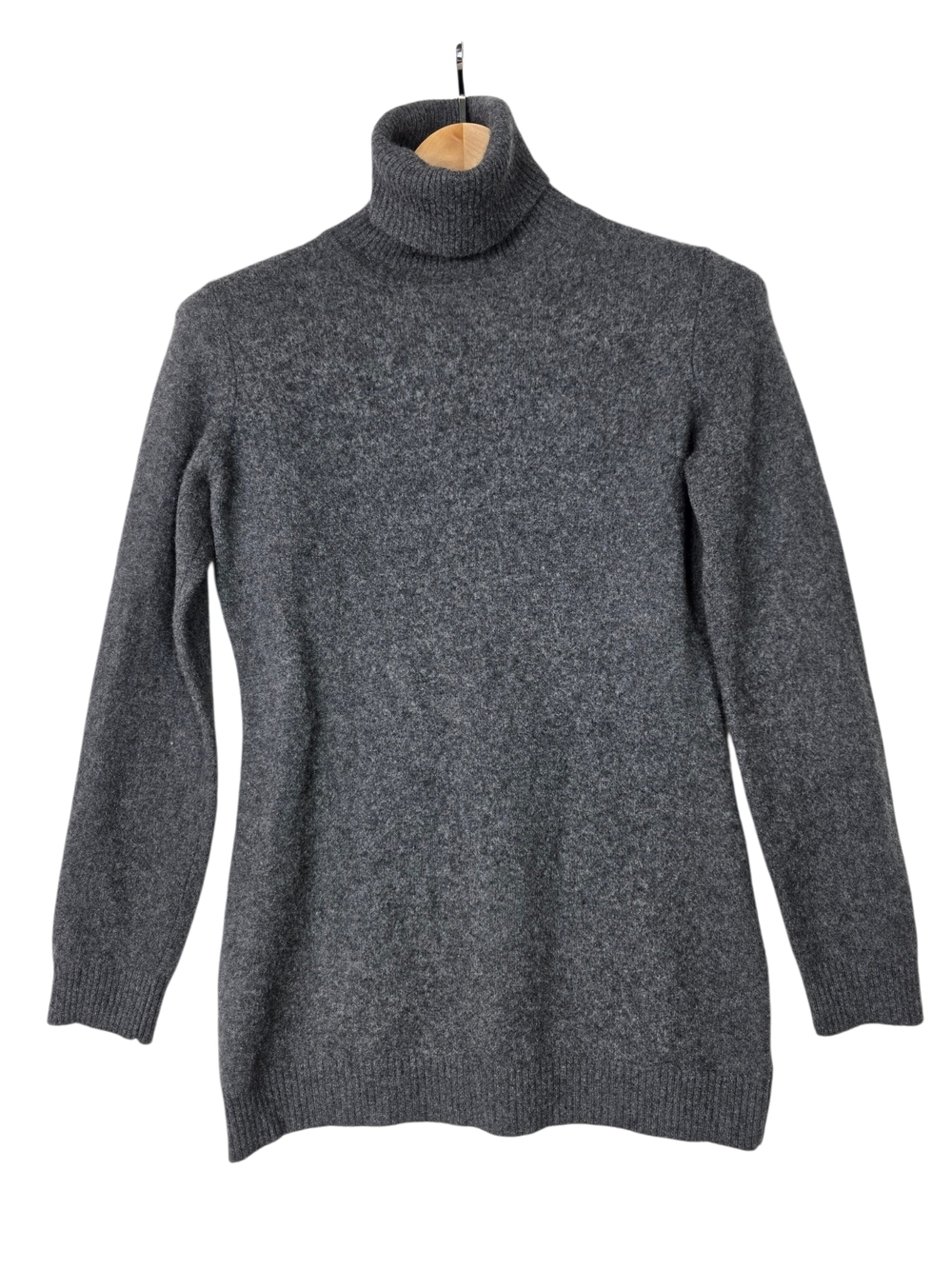 Vintage Malika Cashmere Knit Classic Charcoal Gray Turtleneck Sweater